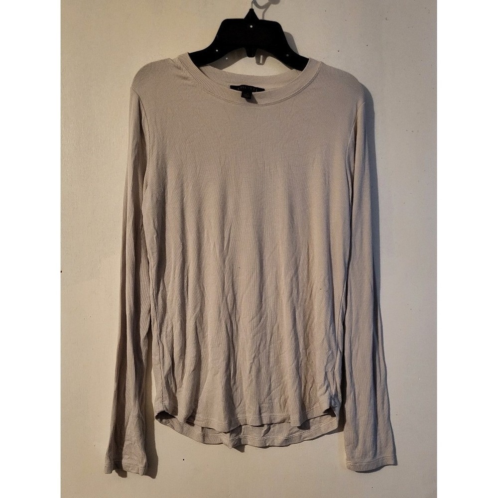 Truth by Republic Women's Ribbed Long Sleeve Top Light Beige Size L